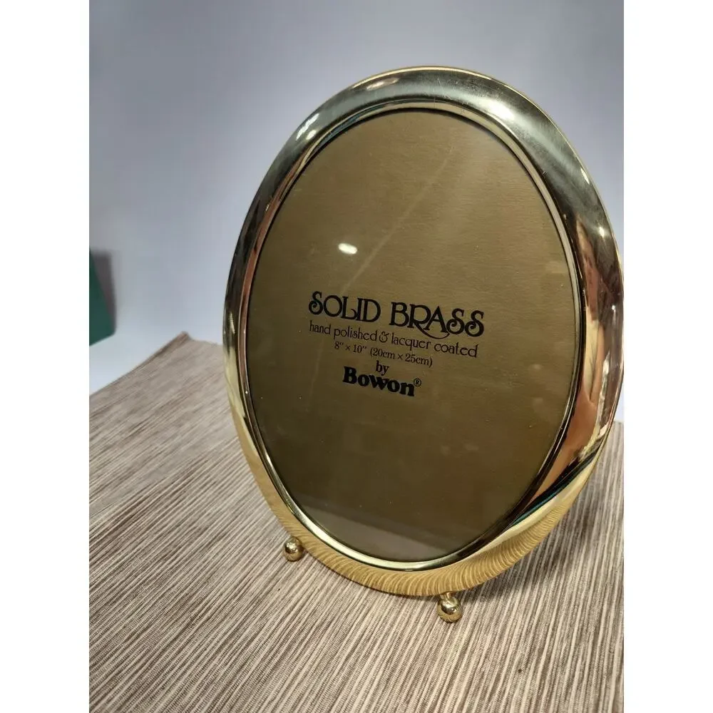 Vintage Pair Bowon Solid Brass Oval Picture Frames 8x10 Hand Polished